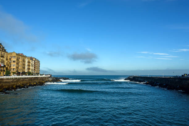 River Urumea mouth opening to Atlantic ocean
