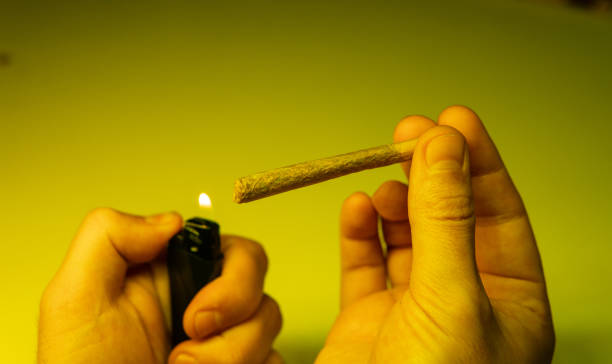 istock burning joint with marijuana in tha mans hands close-up. 1144792396