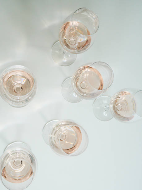 Rose and Wine Glasses Kitchen scene with wine glasses rose champagne stock pictures, royalty-free photos & images