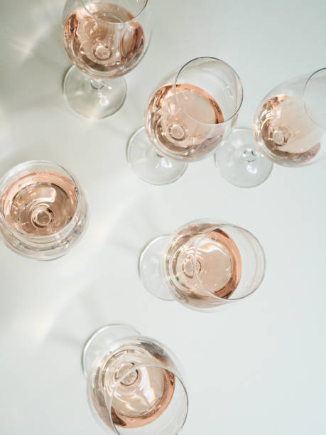 Rose and Wine Glasses Kitchen scene with wine glasses rose champagne stock pictures, royalty-free photos & images