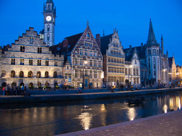 istock typical city of belgium at night 1144798049