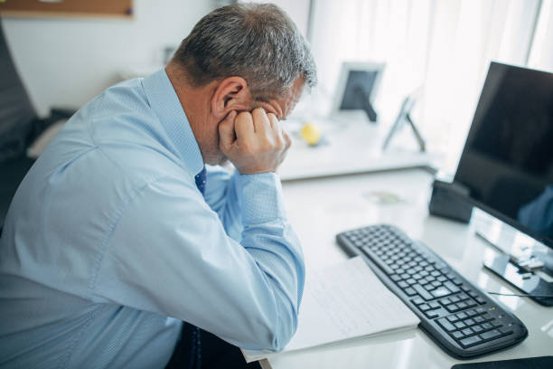istock The businessman is tired from work 1144798083