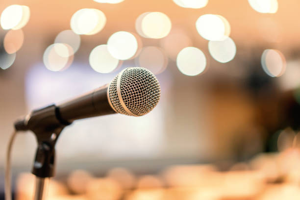 istock Microphone in meeting room for a conference 1144801661