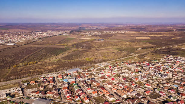 istock Aerial drone flight over a suburban community 1144802211