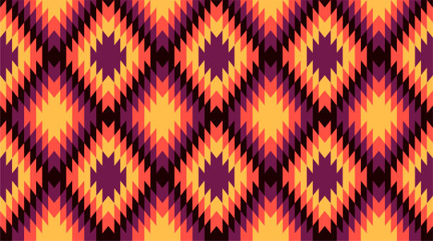 Multicolored geometrical triangle elements pattern, seamless vector abstract background for textile, fabric, design, advertising banner. Mexico, Peru, Maya ethnic folk pattern Multicolored geometrical triangle elements pattern, seamless vector abstract background for textile, fabric, design, advertising banner. Mexico, Peru, Maya ethnic folk pattern navajo stock illustrations