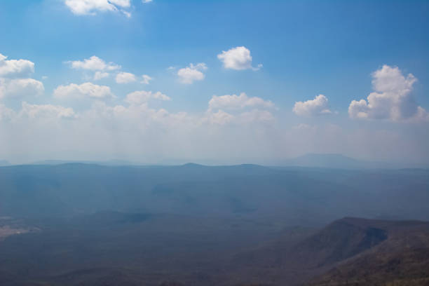 Landscape concept: Celestial mountain landscape and blue sky with background. Nok Ann cliff, Phu Kradueng National Park, Loei, Thailand