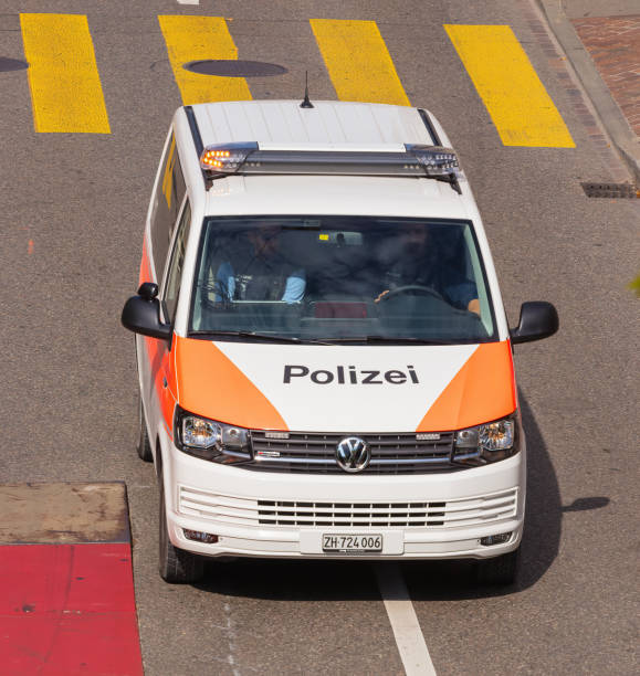 Van of the Zurich Municipal Police stock photo