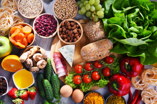 istock Assorted organic food products on the table 1144807009