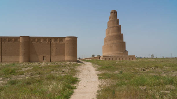 Malwiya Tower in Samarra, Iraq Great Mosque minaret in Samarra, Iraq grand mosque photos stock pictures, royalty-free photos & images