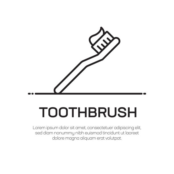 歯ブラシベクトルラインアイコン-シンプルな細線アイコン、プレミアム品質のデザイン要素 - toothbrush点のイラスト素材／クリップアート素材／マンガ素材／アイコン素材