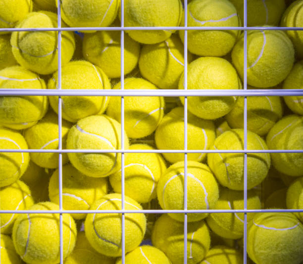 istock Tennis Balls in Cage 1144818571