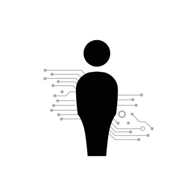 digital human mother board and abstract human figure automation logo stock illustrations