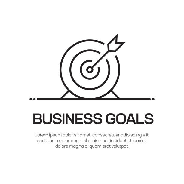 ikona linii wektorowej celów biznesowych — prosta cienka ikona linii, element projektowania premium - dartboard performance solution target stock illustrations
