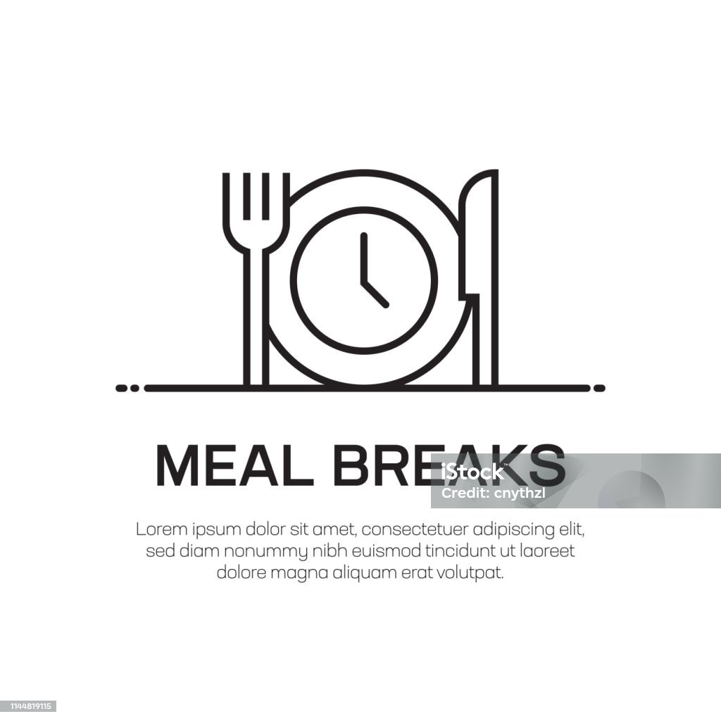 Meal Breaks Vector Line Icon - Simple Thin Line Icon, Premium Quality Design Element Lunch stock vector