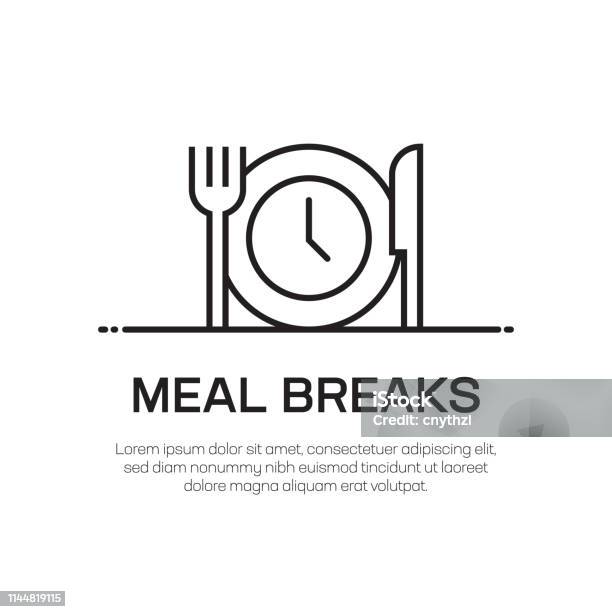 Meal Breaks Vector Line Icon Simple Thin Line Icon Premium Quality Design Element Stock Illustration - Download Image Now