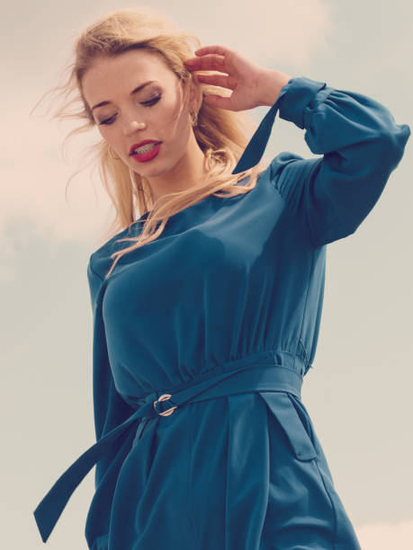 istock Fashion model wearing blue navy shirt 1144819131