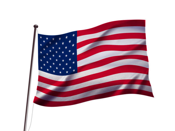 istock american flag on a White Isolated Background 1144819172