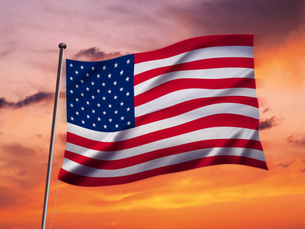 istock american flag on a White Isolated Background 1144819179