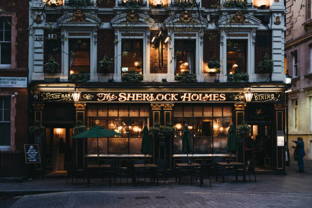 Exterior of the Sherlock Holmes Pub in London, UK