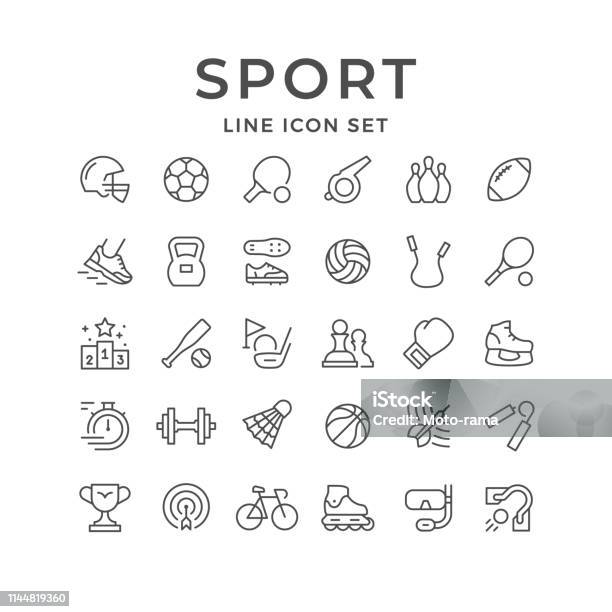 Set Line Icons Of Sport - Arte vetorial de stock e mais imagens de Desporto - Desporto, Ícone, Ténis - Desporto com Raqueta