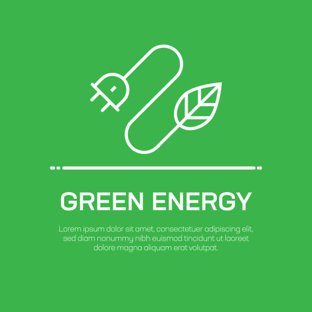 bildbanksillustrationer, clip art samt tecknat material och ikoner med grön energi vektor linje ikon-enkel tunn linje ikon, premium kvalitet design element - save energy