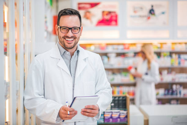 istock Portrait of a cheerful pharmacist at work. 1144821253