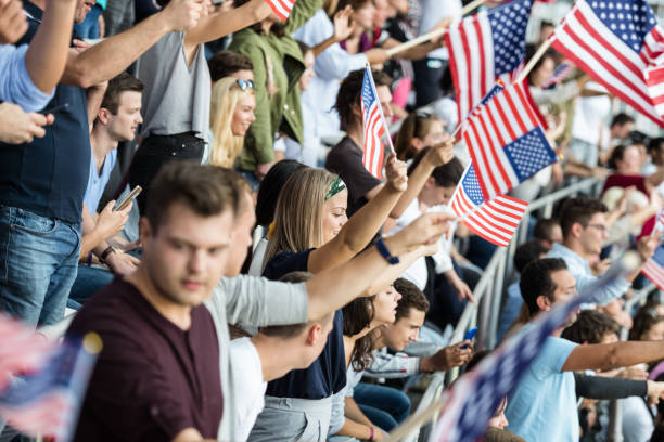 istock Excited USA Fans Cheering For Their Team 1144822543