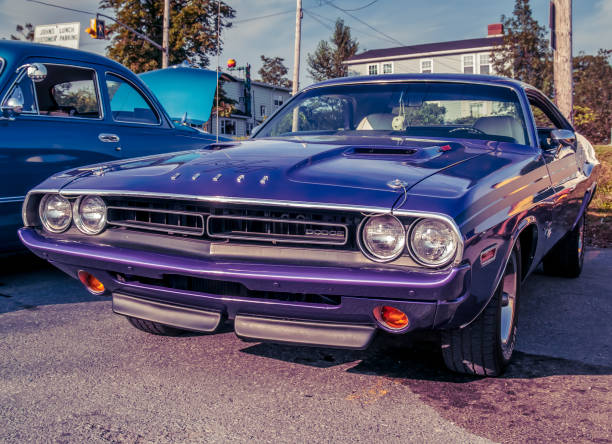 1971 Dodge Challenger muscle car Dartmouth, Nova Scotia, Canada - August 20, 2009  : 1971 Dodge Challenger at Annual A&W Community Cruise Event August 20, 2009, Woodside Ferry Terminal parking lot. 1971 stock pictures, royalty-free photos & images