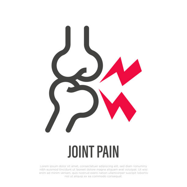 Joint pain thin line icon. Vector illustration of arthritis symptom. vector art illustration