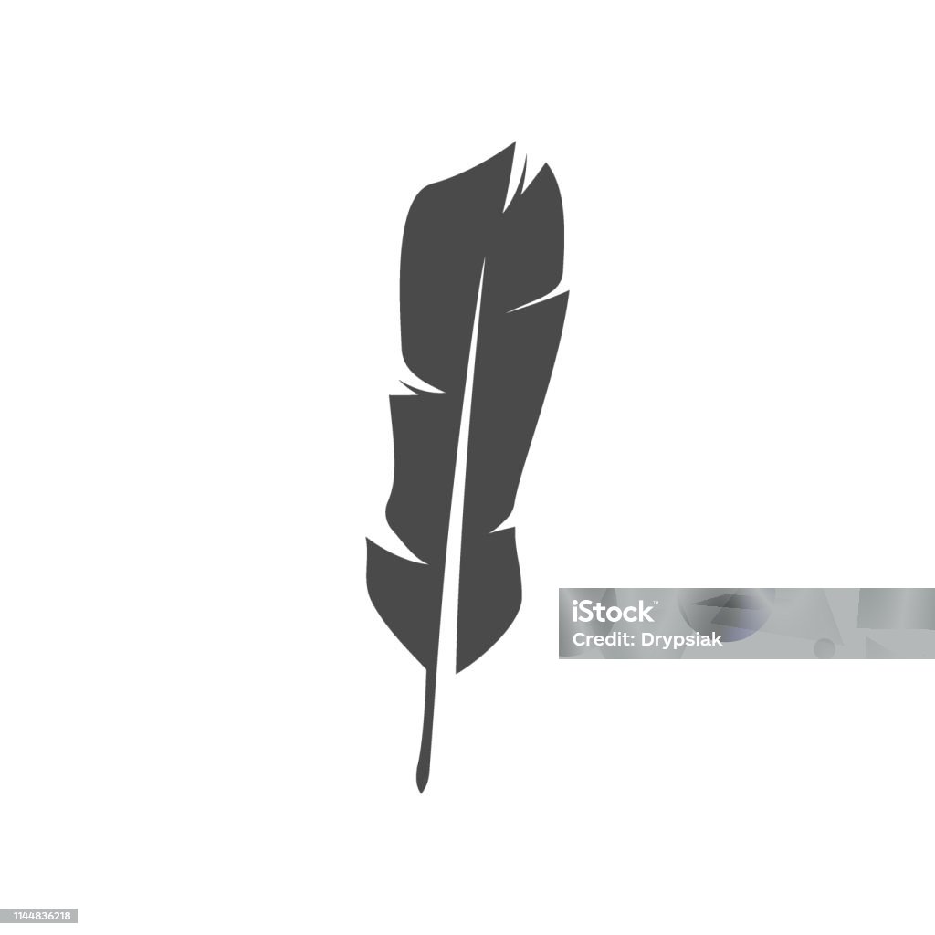 Feather pen silhouette. Isolated on white background Vector feather pen silhouette. Symbol and sign illustration design. Isolated on white background Aircraft Wing stock vector