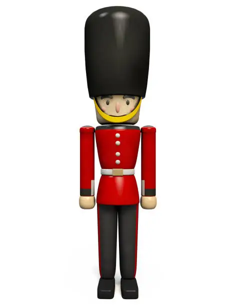 3D Illustration of Queen's Guard nutcracker-style character.
