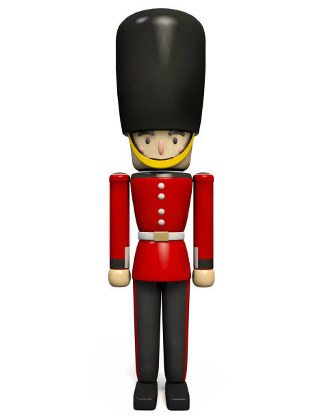 3d illustration of queen's guard nutcracker-style character - honor guard imagens e fotografias de stock