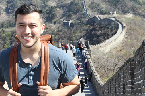 Ethnic tourist in the Great Wall of China.