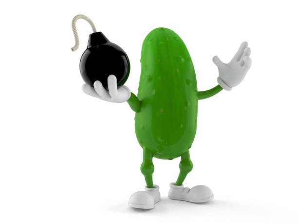 istock Cucumber character holding bomb 1144841270