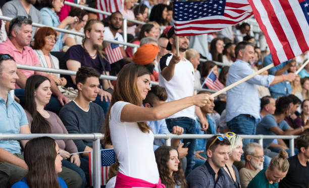 istock Excited USA Fans Cheering For Their Team 1144842541