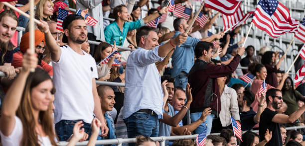 istock Excited USA Fans Cheering For Their Team 1144842552