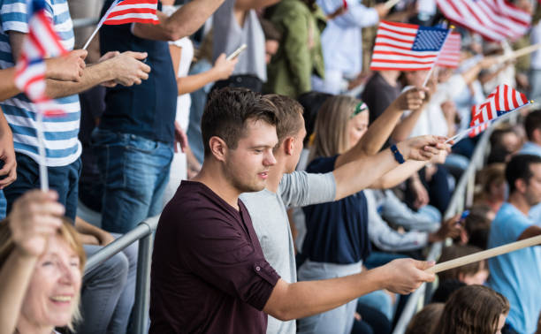 istock Excited USA Fans Cheering For Their Team 1144842561