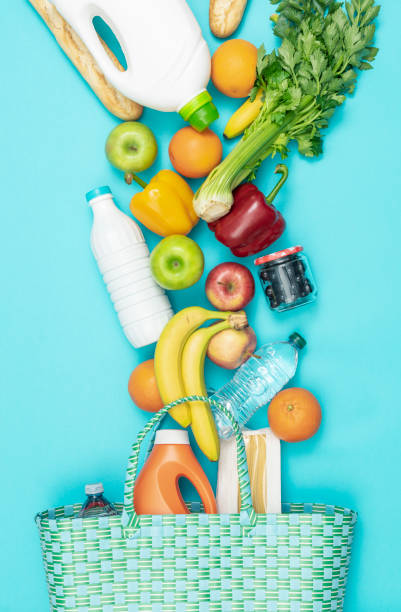 istock Shopping bag with fresh grocery products 1144843513