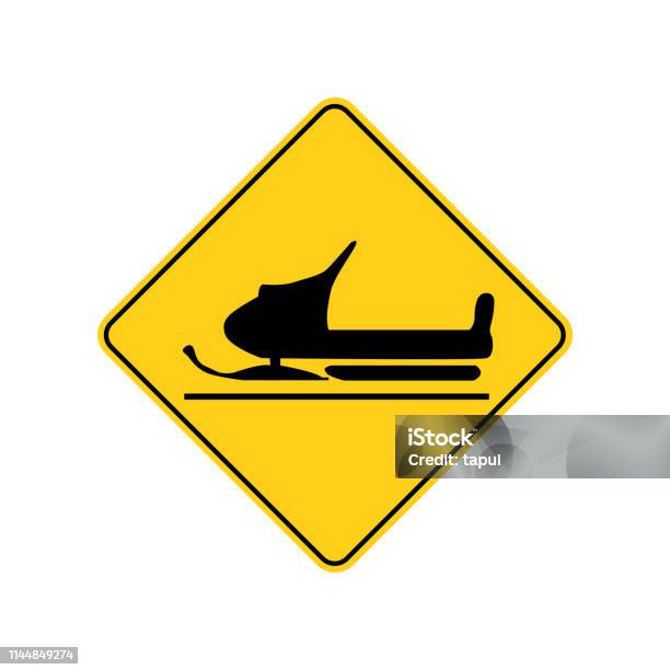 Usa Traffic Road Signssnowmobiles Cross This Road Vector Illustration Stock Illustration - Download Image Now