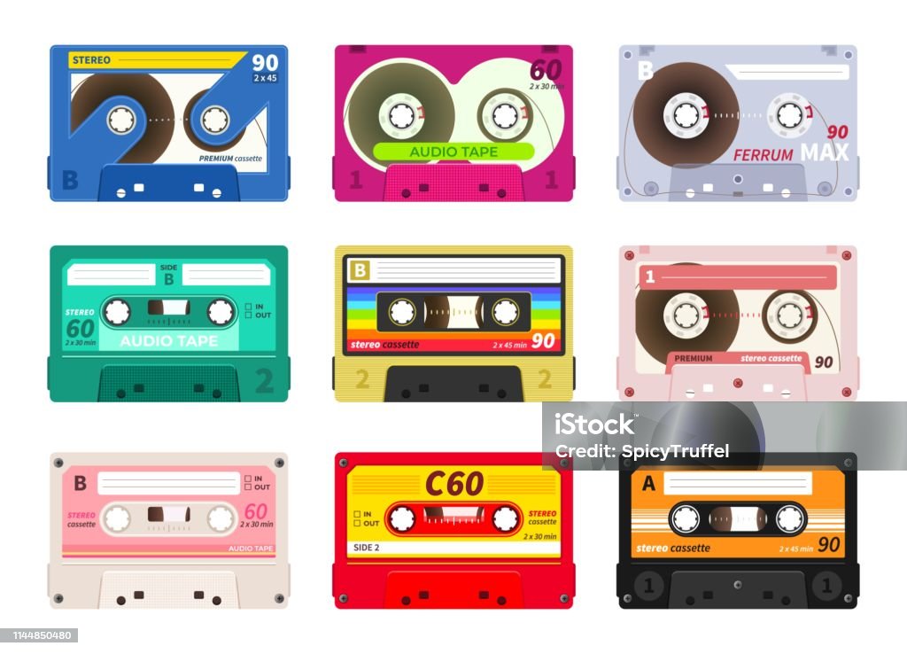 underjordisk Frustration Lydig Vintage Music Cassettes Retro Dj Sound Tape 1980s Rave Party Stereo Mix Old  School Record Technology Vector Old 90s Cassettes Set Stock Illustration -  Download Image Now - iStock