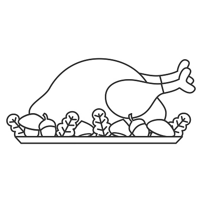 Cartoon Cooked Turkey Isolated on White Clipart Images