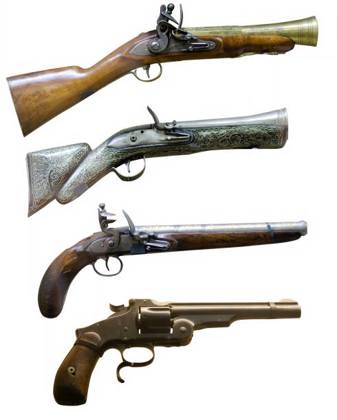 istock XVIIIth century firestone pistols. Isolated on white 1144851198