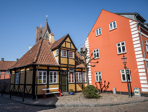 Half-timbered house in Ribe, Denmark.\nRibe is the oldest town i Denmark founded 704-710 AD and located on the west coast of Jutland.