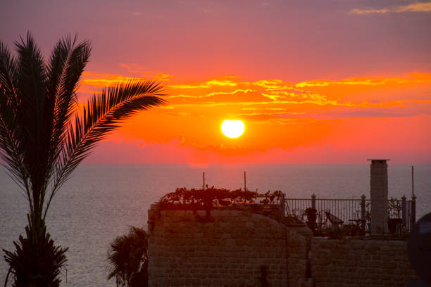 Sunset over the sea in Jaffa.