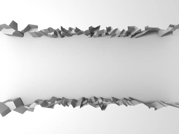 istock Dark destruction cracked hole in white stone wall 1144856939