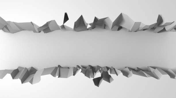 istock Dark destruction cracked hole in white stone wall 1144857918
