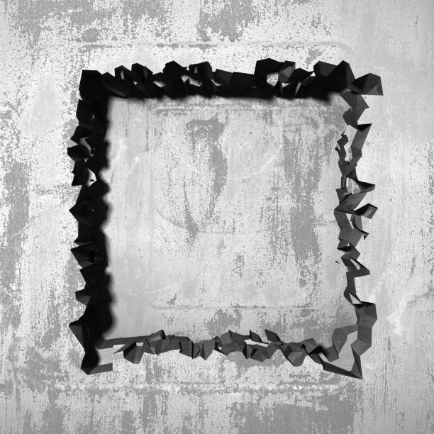 istock Dark cracked broken hole in concrete wall 1144858184
