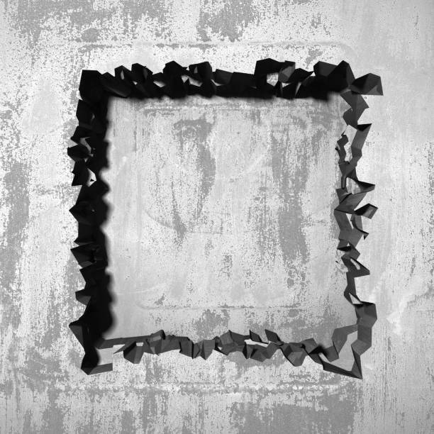 istock Dark cracked broken hole in concrete wall 1144858301