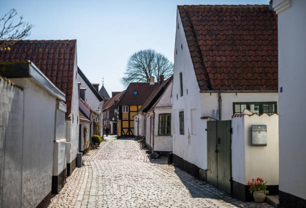 Beautiful old houses in Ribe, Denmark.Ribe is the oldest town i Denmark founded 704-710 AD and located on the west coast of Jutland.