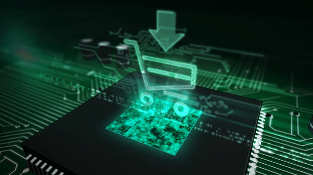 istock CPU on board with cart hologram 1144871113
